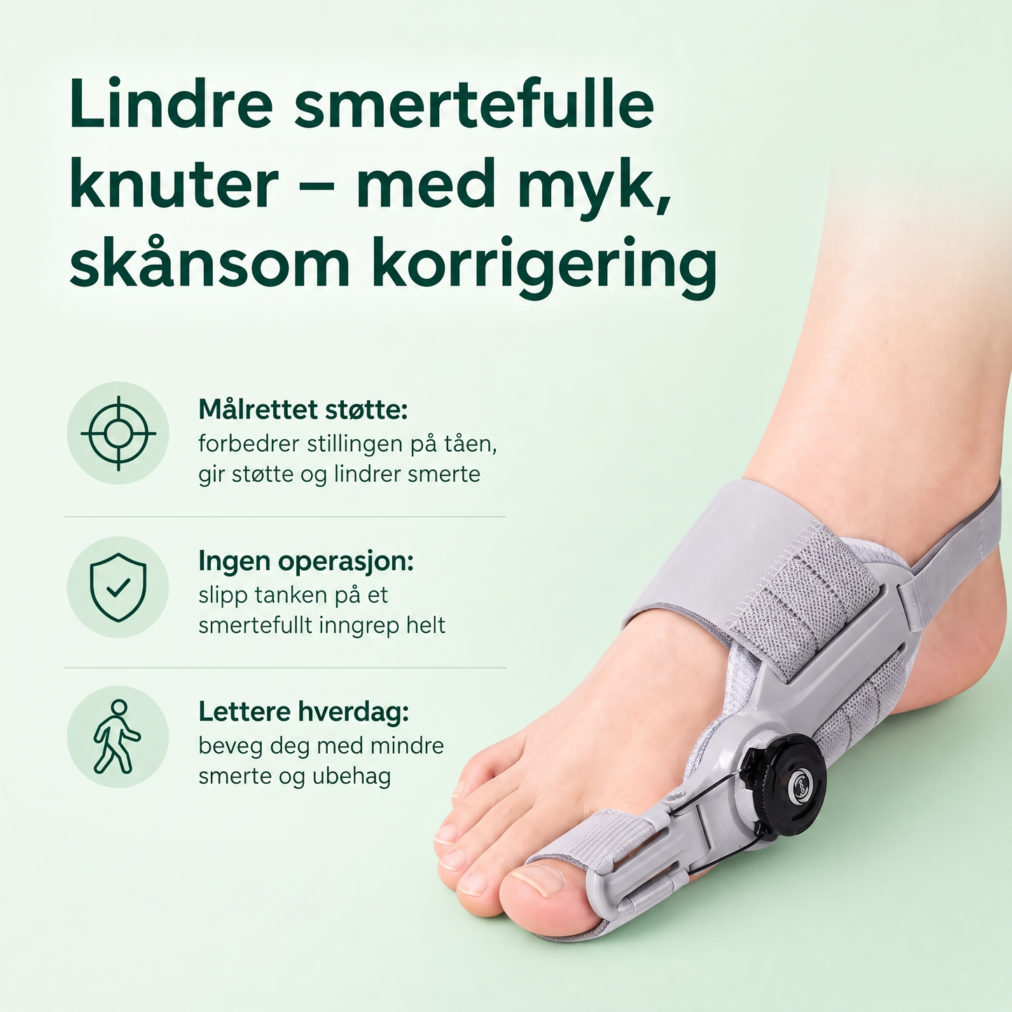 TåKorrekt™ – Skånsom justering og smertelindring for hallux valgus